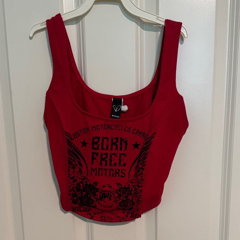 Windsor Red Graphic Scoop Tank